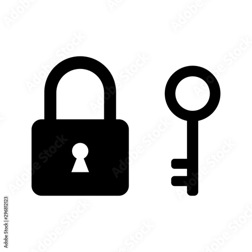 padlock and key icons isolated on white background. vector Illustration.