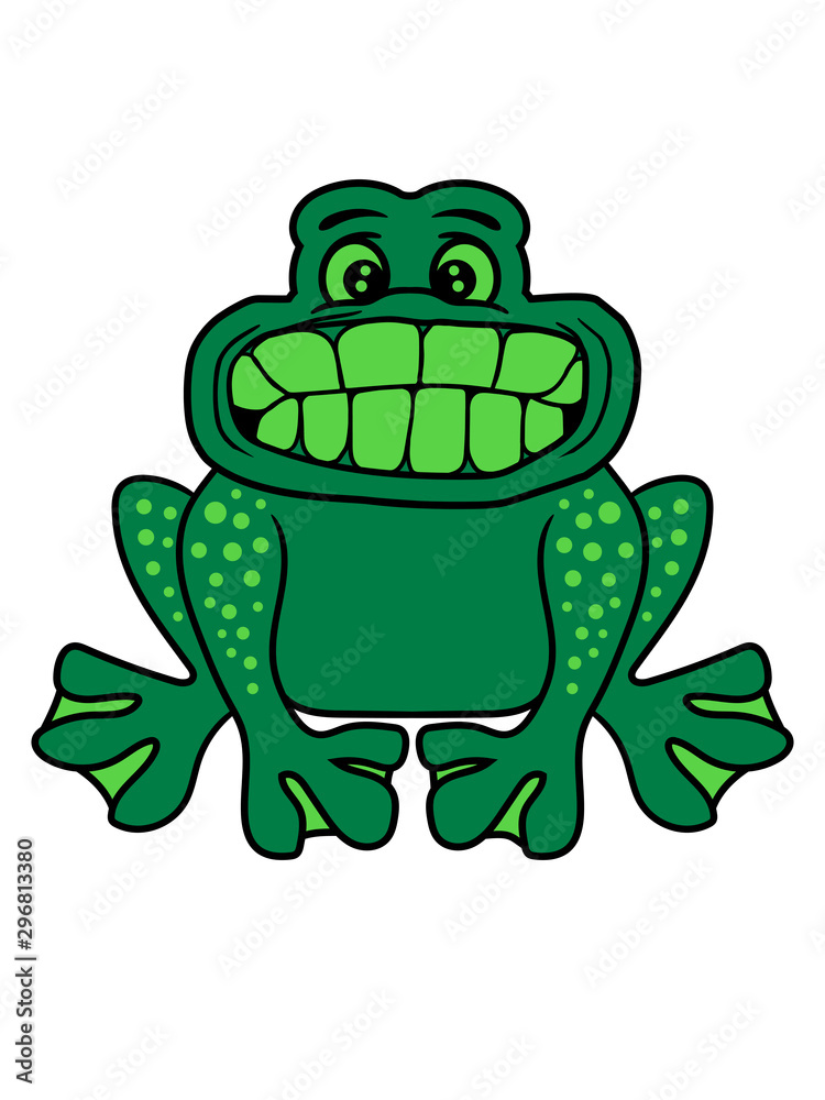 Frosch kröte großer mund gesicht augen kopf zähne lustig comic