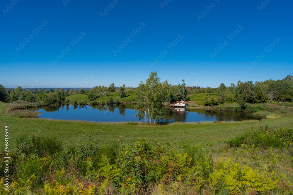 Fototapeta premium Beulotte Saint Laurent, France - 09 12 2019: Hike in the circuit of the thousand ponds