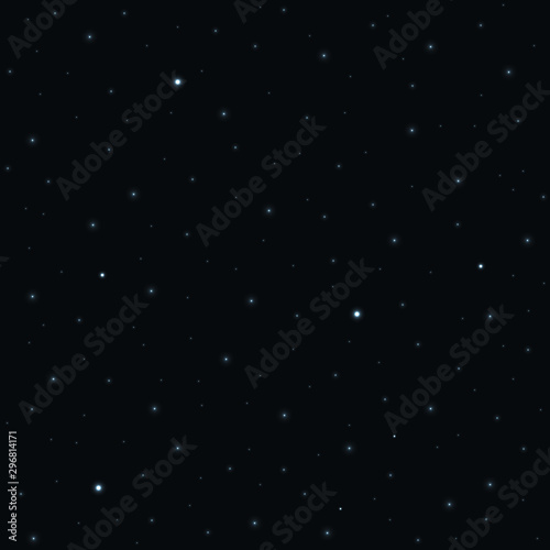 Space stars background, night sky and stars, seamless pattern. Stars on night sky. Vector illustration.