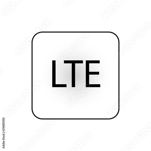 4G LTE sign icon. Long-Term evolution sign. Wireless communication technology symbol. Gray flat square button with shadow. Modern UI website navigation. Vector