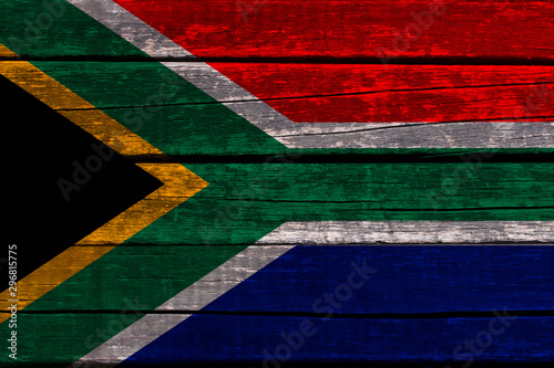 photo of the beautiful colored national flag of the state of South Africa, concept of tourism, economy and politics, closeup