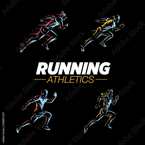 Running logo templates set.