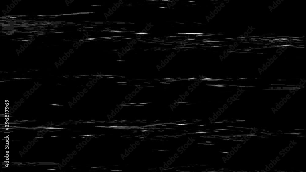 VHS screen digital glitch. Videotape rewind mode. Black white static noise motion.