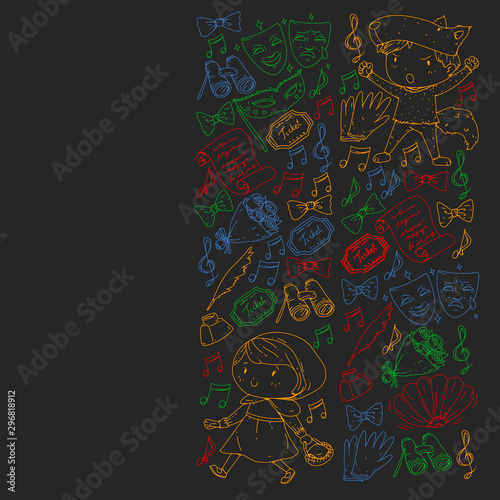 Illustration of a Children's Performing on Stage. Theatre with kids