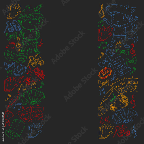 Illustration of a Children's Performing on Stage. Theatre with kids