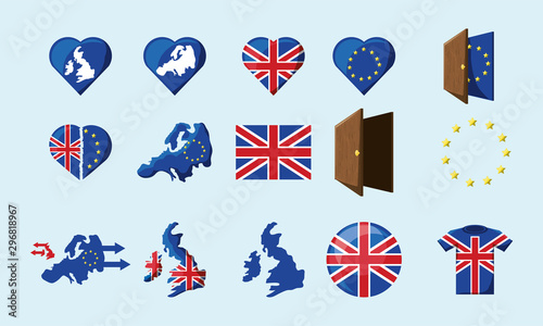 symbol of brexit with icons set