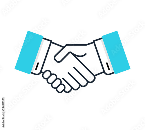Business handshake line icon, outline vector sign, linear style pictogram isolated on white. Agreement, Shaking hands symbol, logo illustration. Editable stroke