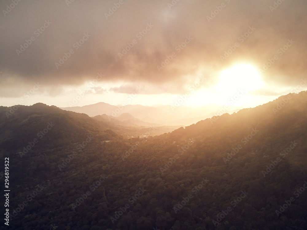 Sunset over mountain valley