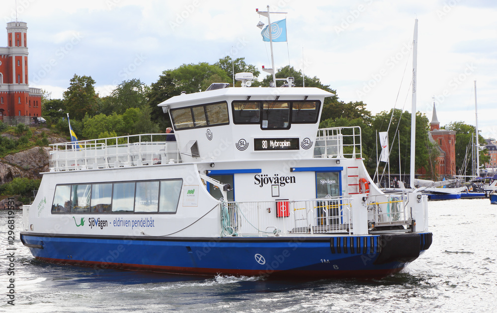 Stockholm, Sweden - August 14, 2016: Electric powered shuttle boat in ...