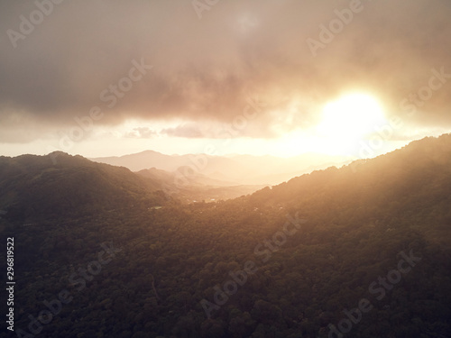 Sunset over mountain valley