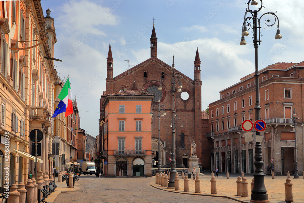 cityscape in the center of piacenza in italy