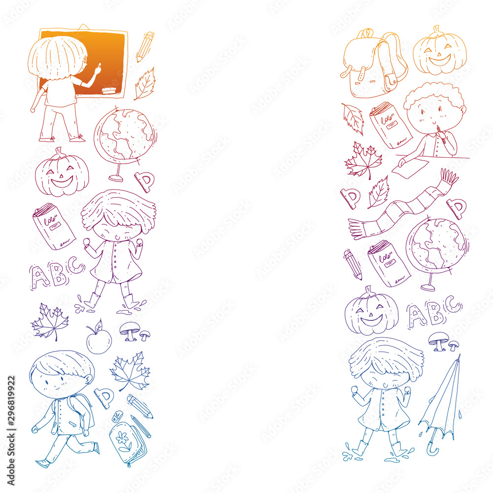Back to school vector pattern. Education icons for children. Back to school vector pattern. Education icons for children.
