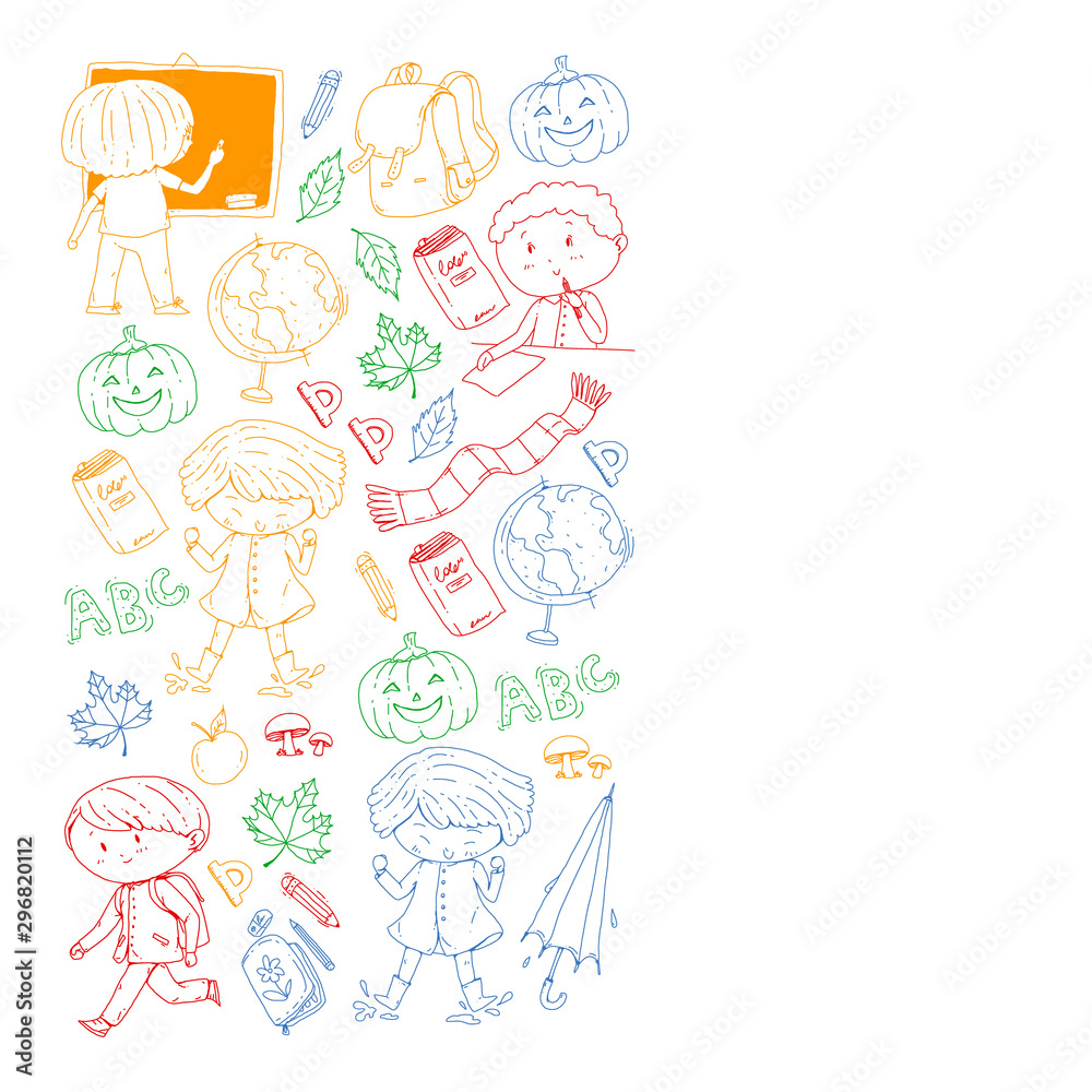 Back to school vector pattern. Education icons for children. Back to school vector pattern. Education icons for children.