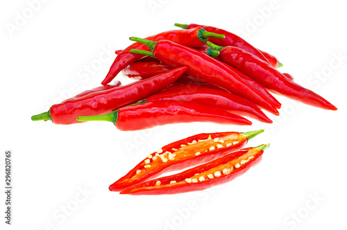 Close up red hot chili spur pepper photo