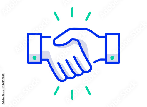 Handshake line icon. Partnership and agreement symbol. Vector illustration