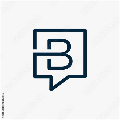letter B with speech bubble line logo. talk logo vector modern illustration graphic abstract template. Chat concept Logo Template - VECTOR