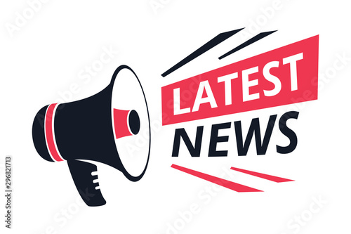 Latest news isolated icon, megaphone or bullhorn, breaking report vector. Info announcement and TV or radio broadcast