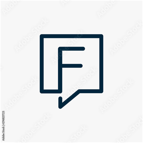 letter F with speech bubble line logo. talk logo vector modern illustration graphic abstract template. Chat concept Logo Template - VECTOR