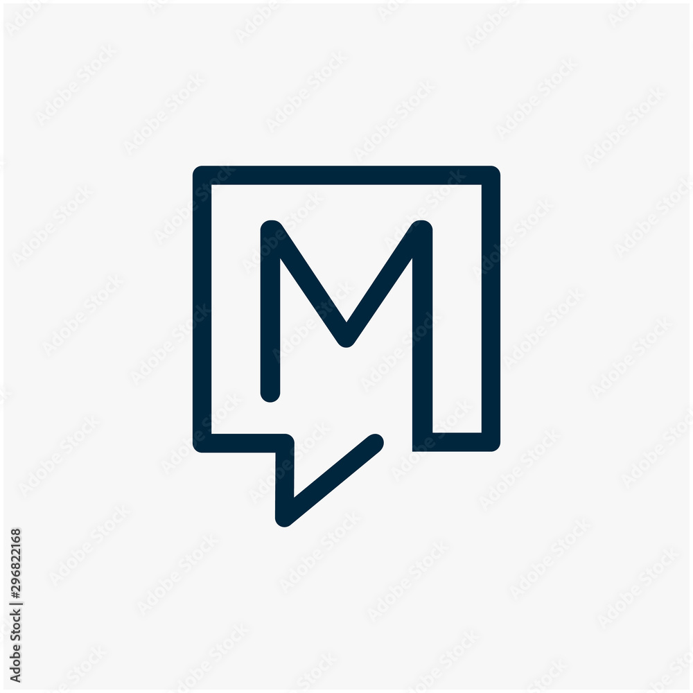 letter M with speech bubble line logo. talk logo vector modern illustration graphic abstract template. Chat concept Logo Template - VECTOR letter M with speech bubble line logo. talk logo vector modern illustration graphic abstract template. Chat concept Logo Template - VECTOR