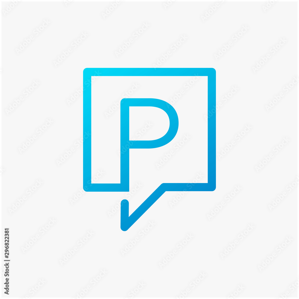 letter P with speech bubble line logo. talk logo vector modern illustration graphic abstract template. Chat concept Logo Template - VECTOR letter P with speech bubble line logo. talk logo vector modern illustration graphic abstract template. Chat concept Logo Template - VECTOR