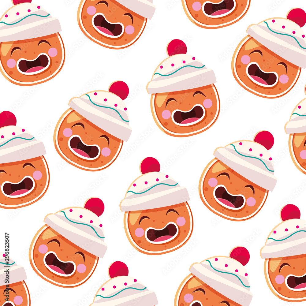 pattern of head of gingerbread man with hat in white background pattern of head of gingerbread man with hat in white background