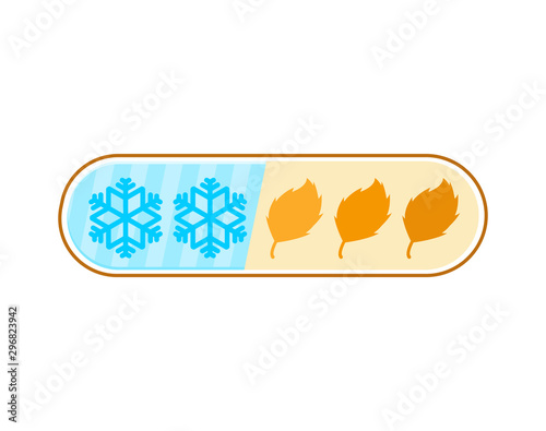 Winter loading bar. Snowflakes and autumn leaves. Frost load. Sign Change of year. vector illustration