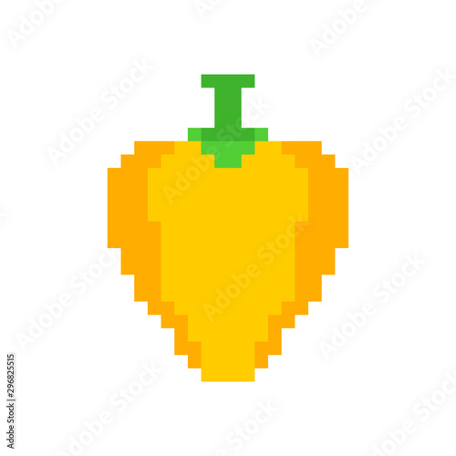 Yellow Bell pepper pixel art. 8 bit. Pixelate Vegetable. vector illustration © popaukropa