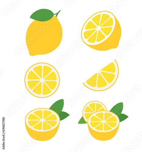 resh lemon fruits collection of vector illustrations