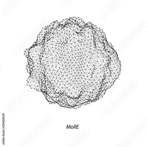 Wireframe illustration of microworld object. Molecular or virus illustration