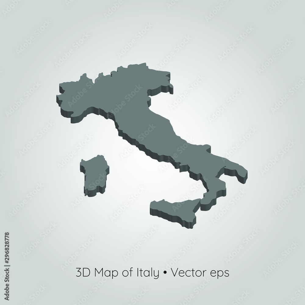3D map of Italy, vector eps