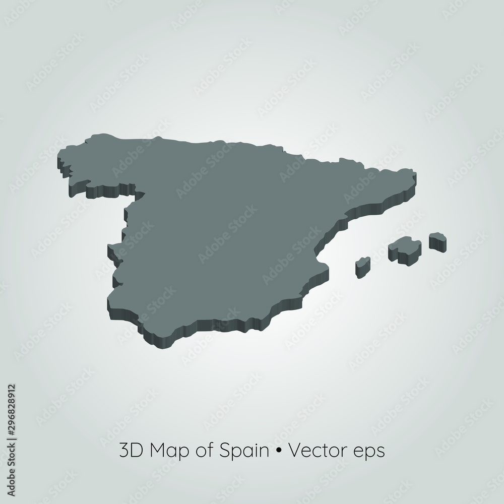 3D map of Spain, vector eps