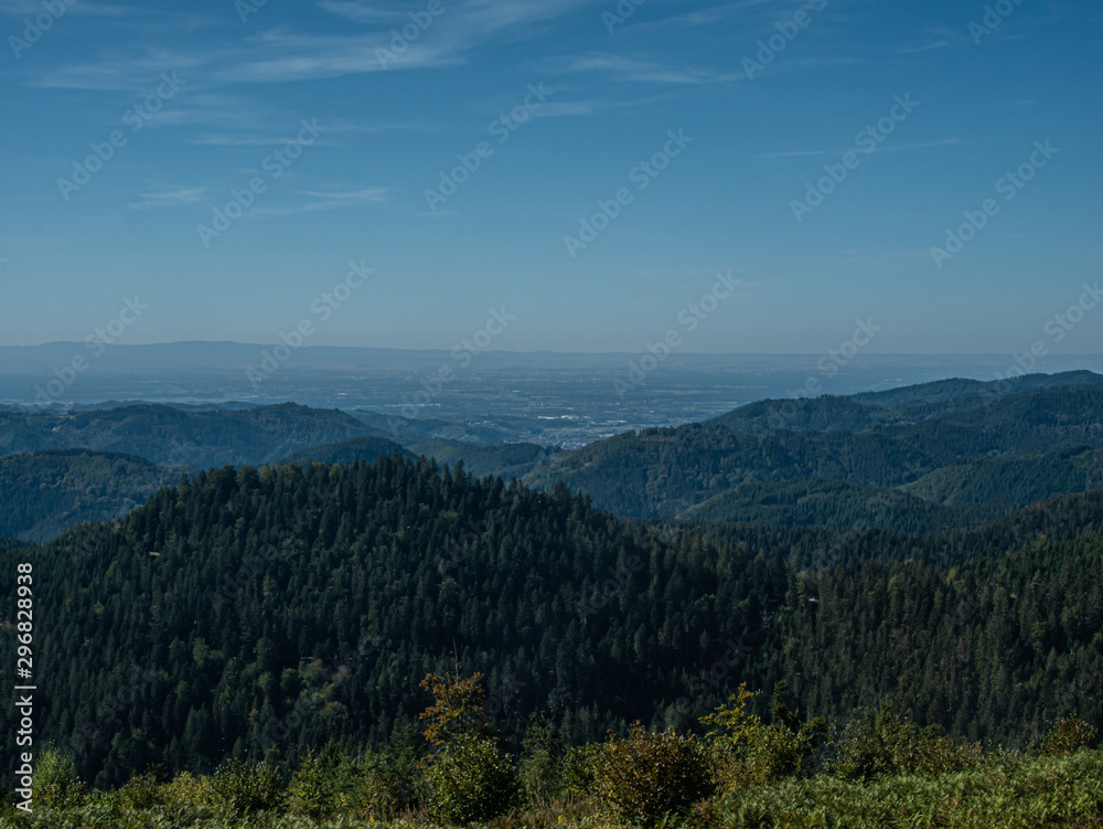 Spectacular view across the Black Forest to France