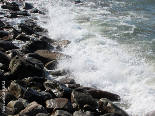  Rock formations at northern Ceara beach with nobody in sunny day