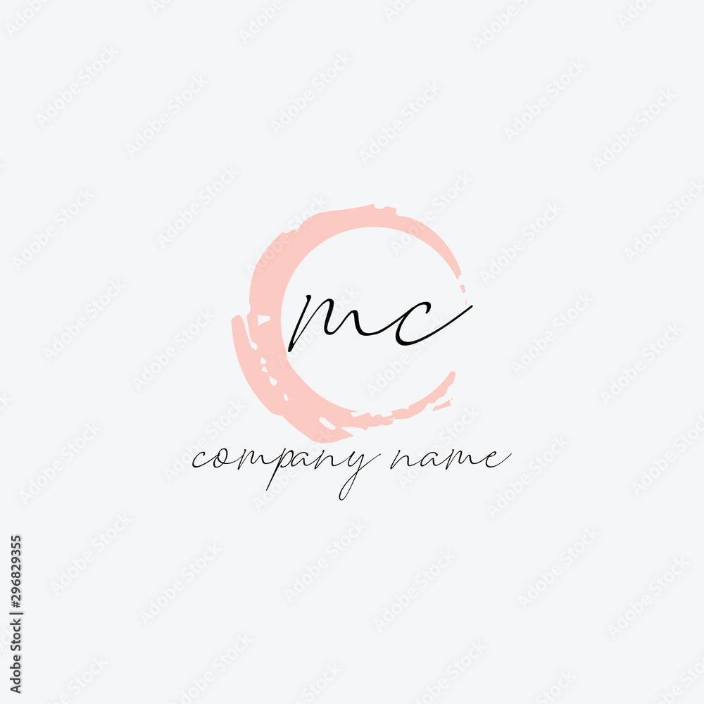 M C Initial handwriting logo vector