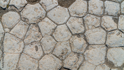 Basalt rock formations called church floor in Kirkjubaejarklaustur Kirkjugolf, southern Iceland photo