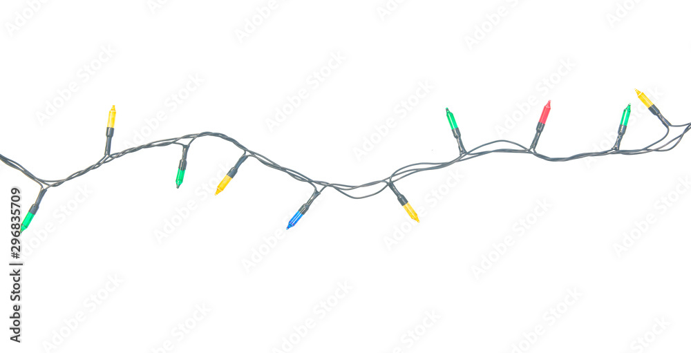 String of Christmas lights isolated on white background With clipping path. String of Christmas lights isolated on white background With clipping path.