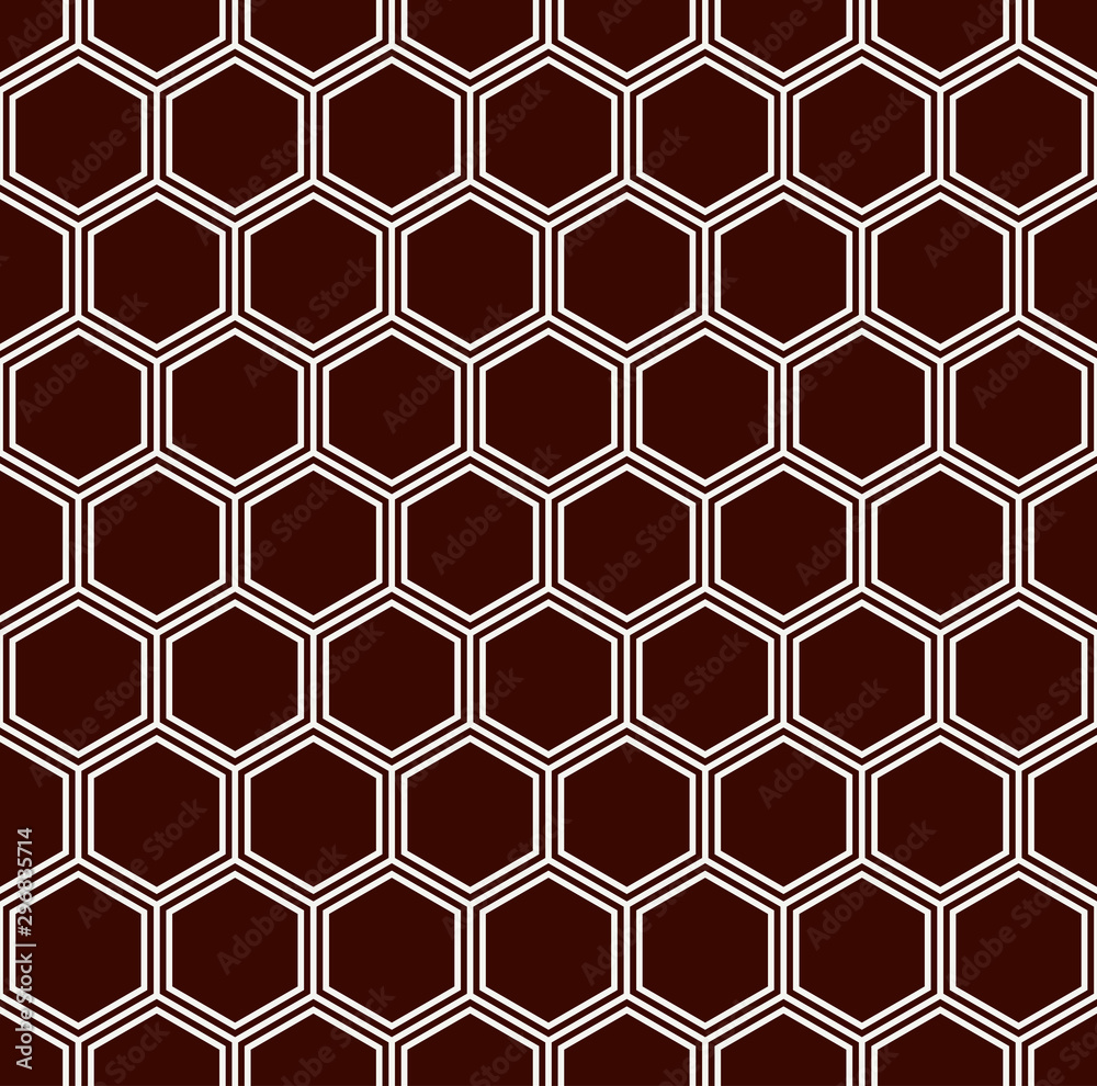Honeycomb grid background. Outline repeated hexagon wallpaper. Seamless surface pattern with classic geometric ornament. Honeycomb grid background. Outline repeated hexagon wallpaper. Seamless surface pattern with classic geometric ornament.