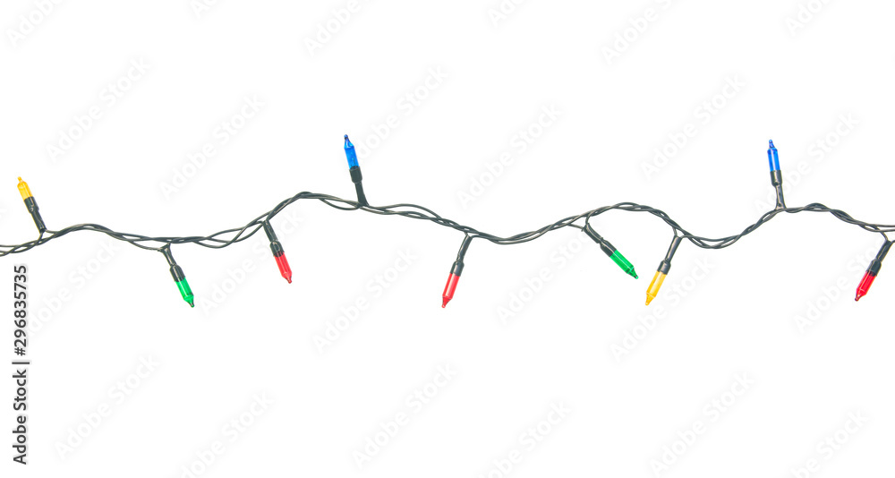 String of Christmas lights isolated on white background With clipping path. String of Christmas lights isolated on white background With clipping path.