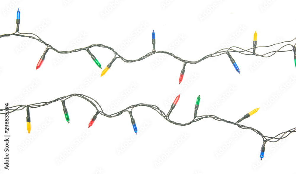 String of Christmas lights isolated on white background With clipping path. String of Christmas lights isolated on white background With clipping path.