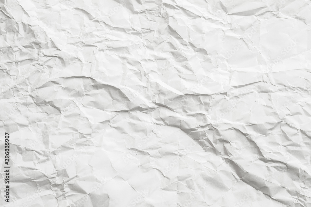 Plakat White wrinkled paper sheet. Chalk rock surface effect. Abstract decorative layer. Empty space.