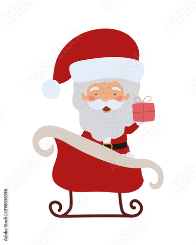 merry christmas santa claus in sled character