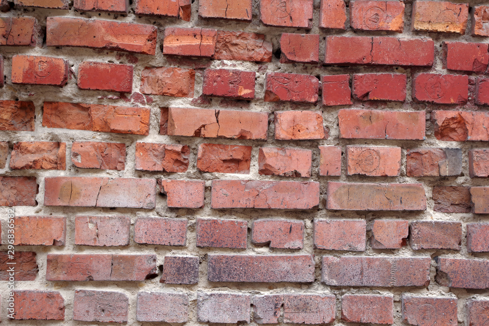 Obraz premium brick, wall, red, texture, old, cement, pattern, building, architecture, brickwall,