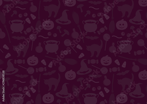 Halloween pattern. Holiday related objects. Witches accessory set. Trick or treat wallpaper. Kids background