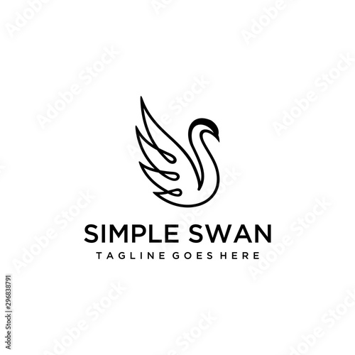Fototapeta Naklejka Na Ścianę i Meble -  Simple luxury swan logo design template illustration