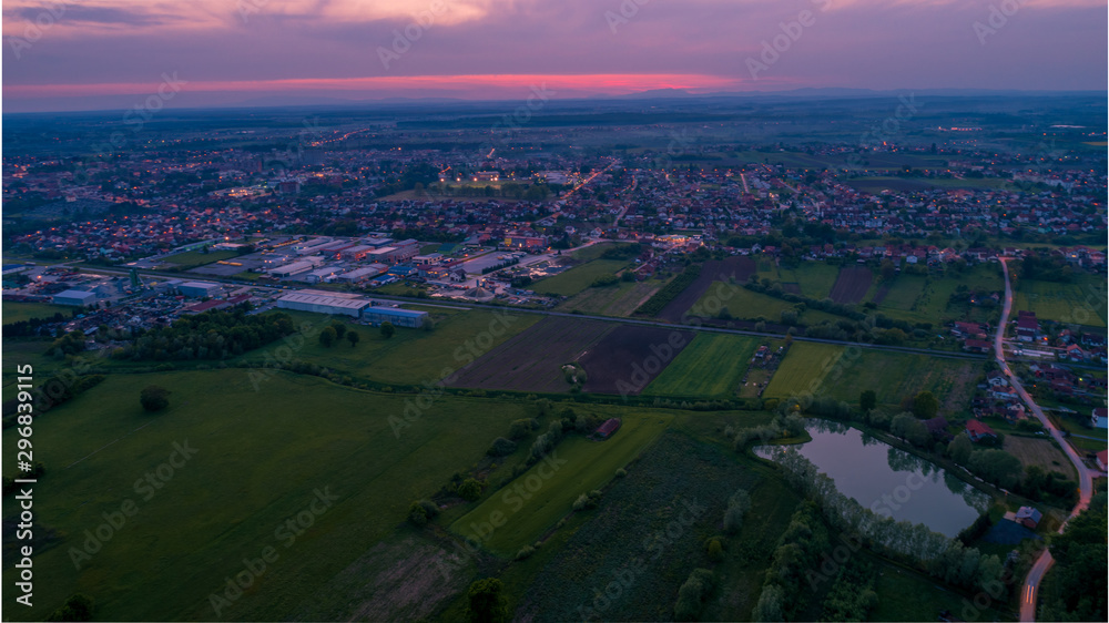 Beautiful Bjelovar sunset from above (Bjelovar, Bjelovar Bilogora County, Croatia) 