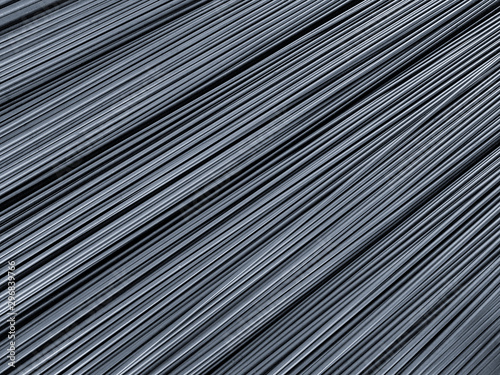 Industrial background. Steel bars reinforcement. Diagonal line.