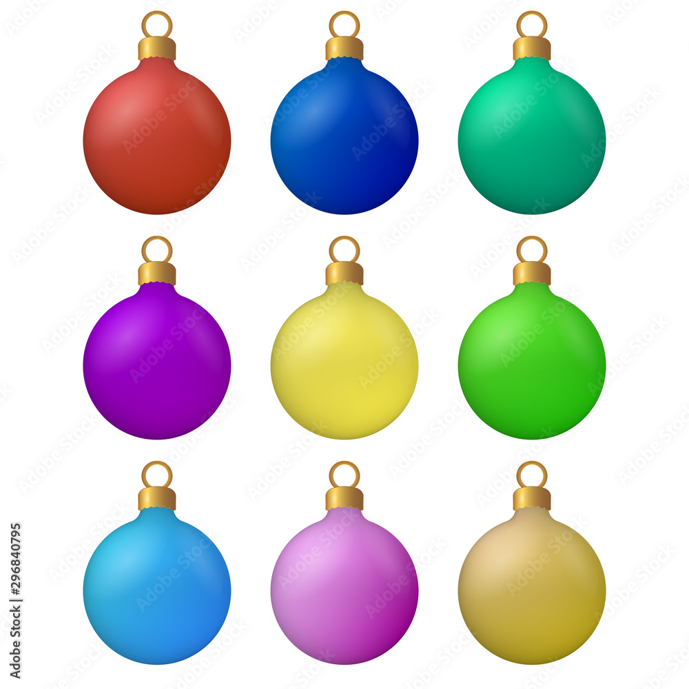 Set of vector realistic glass balls for Christmas decorations. Winter holidays. Christmas balls Set of vector realistic glass balls for Christmas decorations. Winter holidays. Christmas balls
