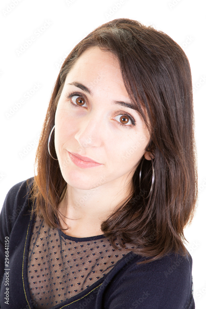 Portrait of cheerful Caucasian brunette woman Portrait of cheerful Caucasian brunette woman
