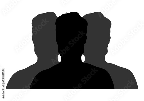 Silueta negra de personas sobre fondo blanco.